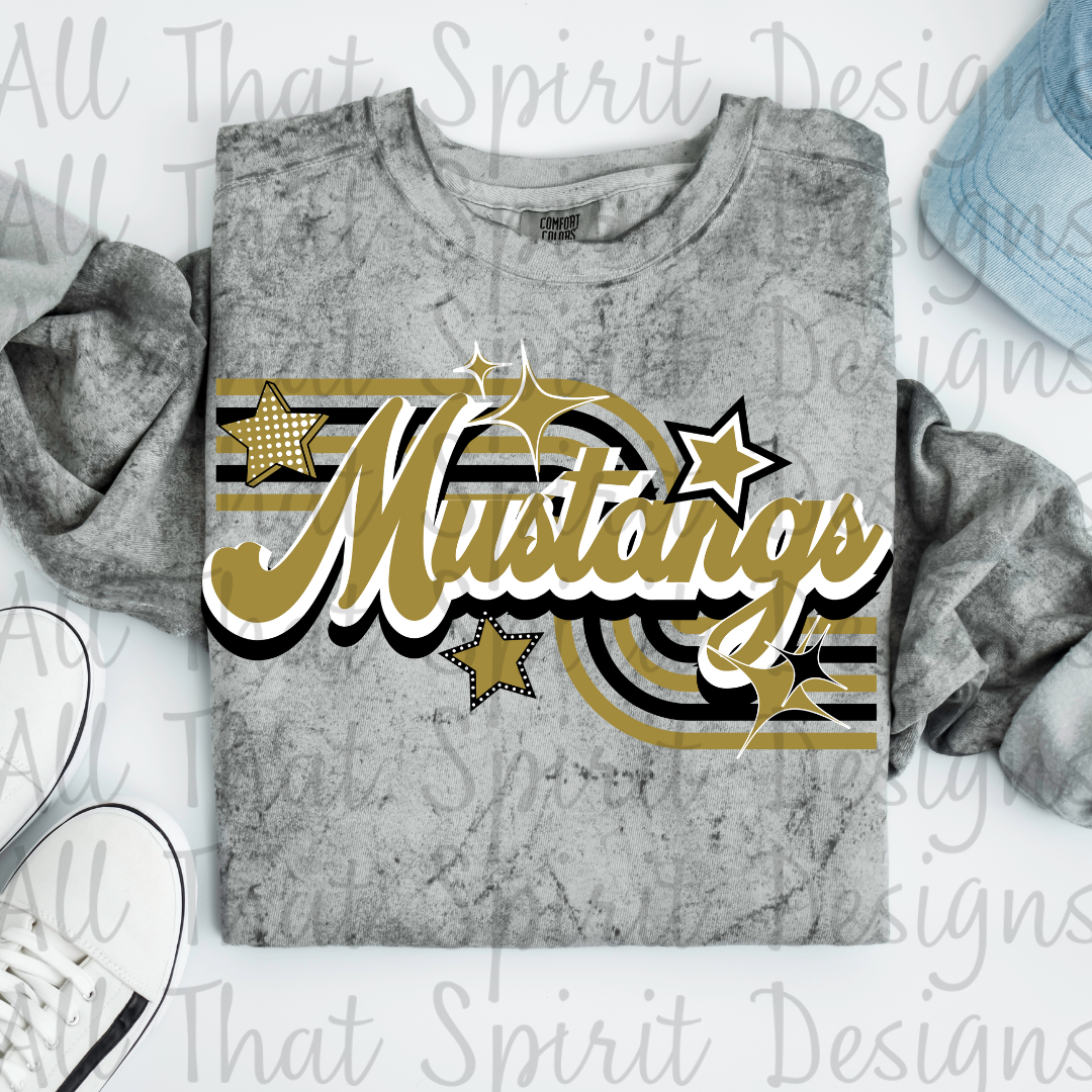 Retro Mustangs Gold White Black