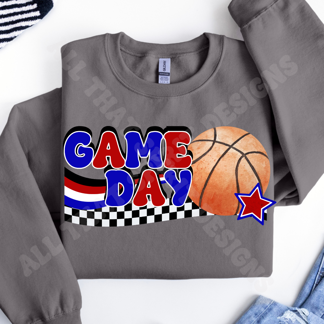 Red and Blue Game Day Basketball