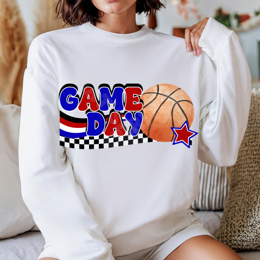 Red and Blue Game Day Basketball