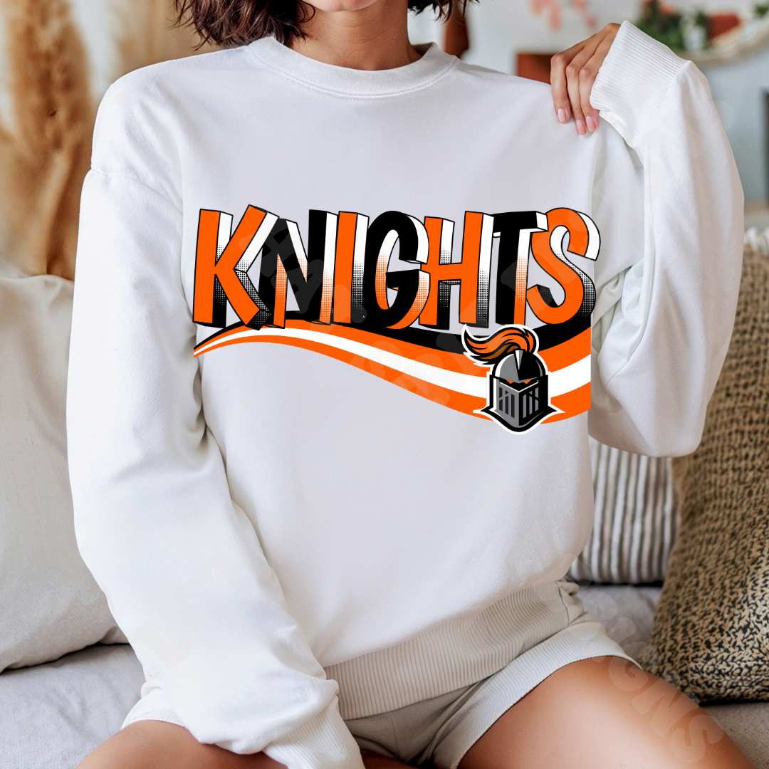Retro Orange and Black Knights Mascot