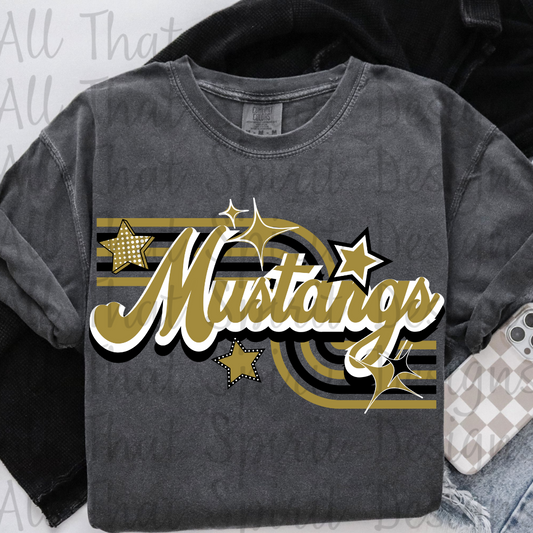 Retro Mustangs Gold White Black