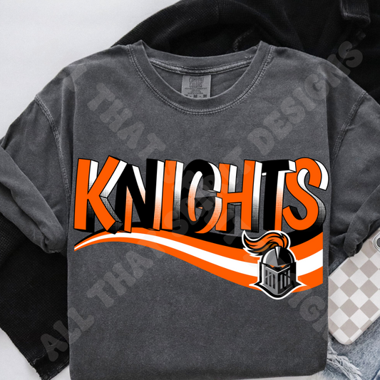 Retro Orange and Black Knights Mascot