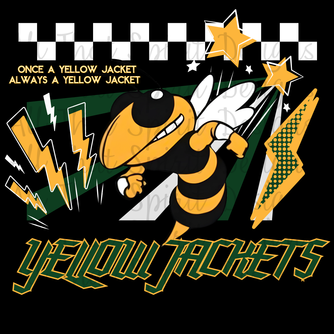 Mascot Spirit Green and Yellow Gold Yellow Jackets