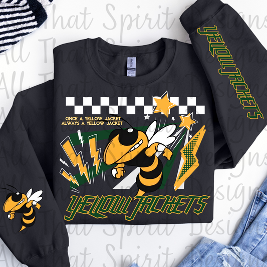 Mascot Spirit Green and Yellow Gold Yellow Jackets