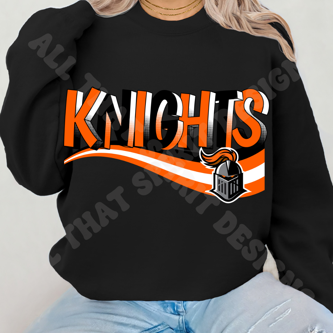 Retro Orange and Black Knights Mascot