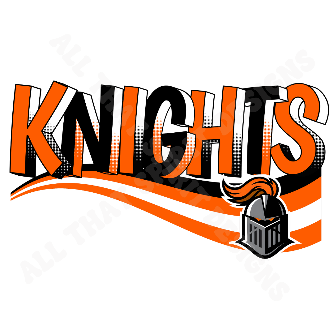 Retro Orange and Black Knights Mascot