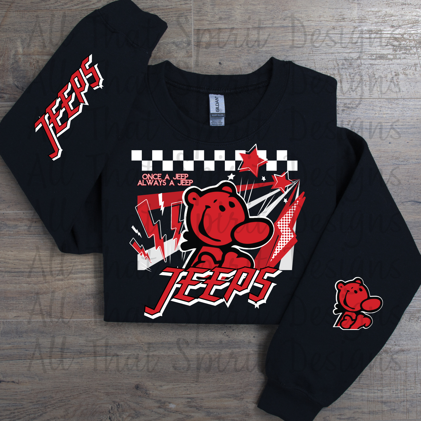 Mascot Spirit Red and White Jeeps